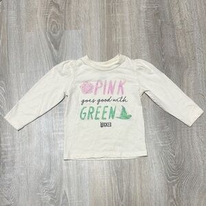 Wicked Cream Long Sleeve Tee with Pink and Green Print